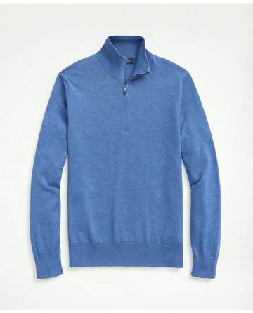 Brooks Brothers Men's Supima Cotton Half-Zip Sweater | Dark Blue Heather | Size XS