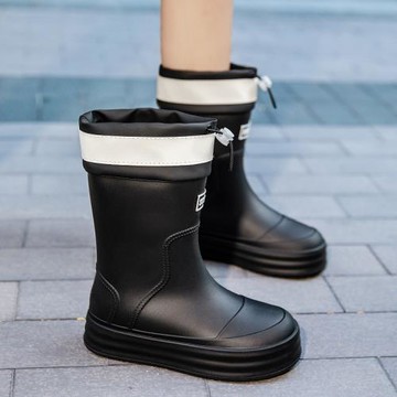 雨鞋女款成人夏季外穿長筒水鞋厚底高筒雨靴防水防滑黑色勞保膠鞋