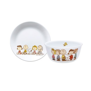 【美國康寧 CORELLE】史努比 SNOOPY Friends 2件式餐具組-B02