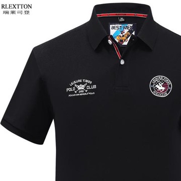 純棉短袖T恤男翻領T寬松大碼高檔刺繡上衣潮品牌男裝歐美POLO衫夏