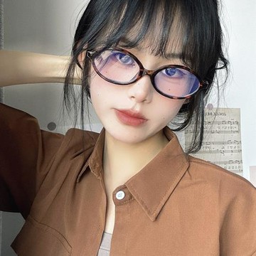 念可*韓系玳瑁框復古豹紋書呆子眼鏡橢圓素顏藍光平光鏡防曬氣質