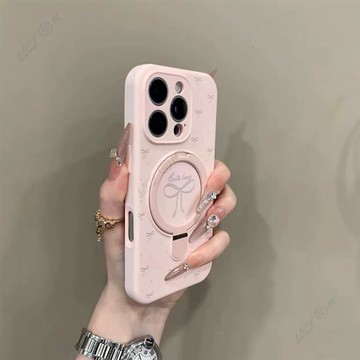 【Upton】滿屏 波點 蝴蝶結 磁吸 支架手機殼 適用iphone17 16 15 14 pro max 13 12