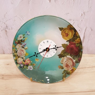 浪漫玫瑰琉璃風格時鐘