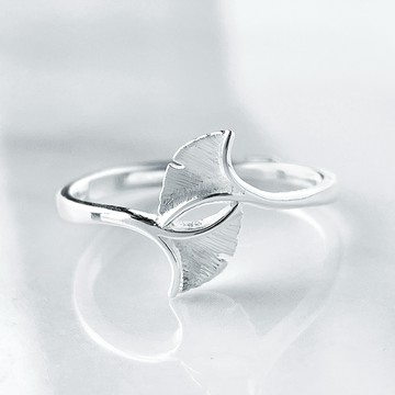 【昕頤珠寶】銀來幸福銀杏足銀戒『 LINE 禮物獨家 』