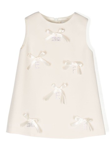 Elisabetta Franchi La Mia Bambina - bow-detail sleeveless dress - kids - Polyester/Viscose/Polyester - 36 mth - Neutrals