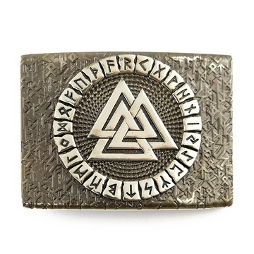 Valknut soild 德國銀皮帶扣，斯堪的納維亞符文鎳銀皮帶