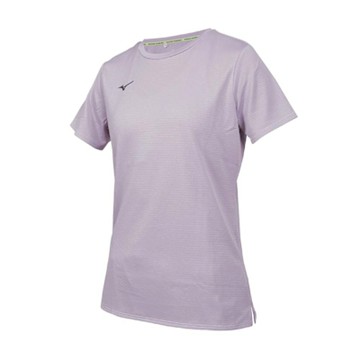 MIZUNO 女路跑短袖T恤-台灣製 上衣 休閒 慢跑 咖啡紗 J2TAC20367 芋紫銀
