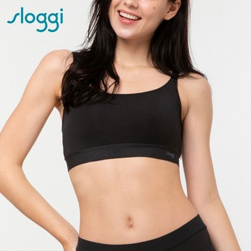 sloggi GO ALLROUND全方位無限彈力系列 大圓領背心式無鋼圈內衣 純粹黑｜88-338 04
