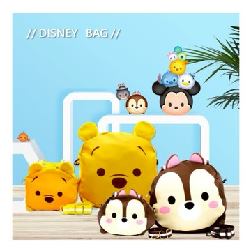 【迪士尼Disney】立體造型帆布包 (大款/附背帶)-米奇/史迪奇/維尼/奇奇蒂蒂【墊腳石】