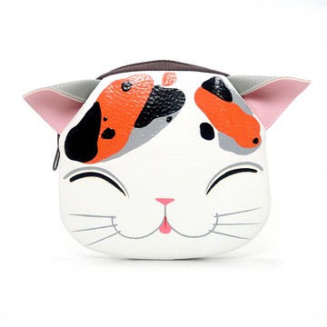 零錢包三色微笑貓小錢包帶拉鍊