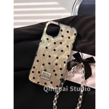 輕派ins電鍍波點蝴蝶結鏈條適用蘋果17promax手機殼iphone16新款15pro女款14高級13小眾12簡約冷淡11全包硬殼