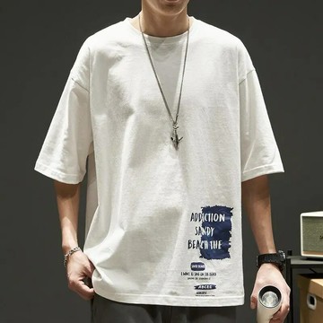 短袖t恤男寬松國潮牌韓版字母圓領印花夏季新款bf休閑百搭半袖ins