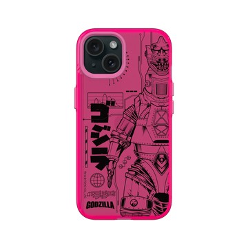 iPhone 15 Clear 粉漾桃 - 哥吉拉 Godzilla - 機械哥吉拉(黑)