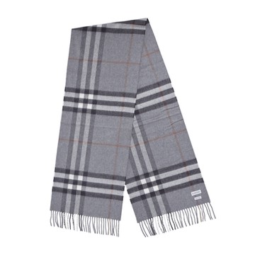 BURBERRY格紋羊絨圍巾(灰色)