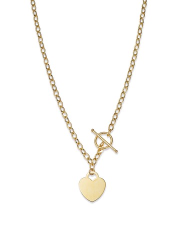 Bloomingdale's Fine Collection Polished Heart Toggle Necklace in 14K Yellow Gold, 17
