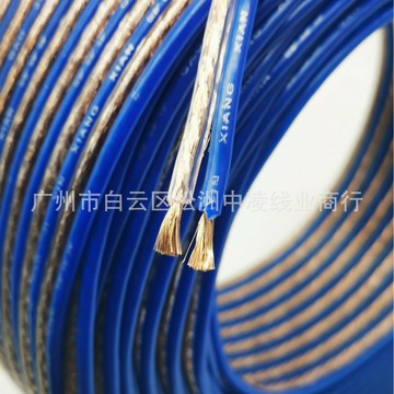 音頻線 音源線 喇叭線 500芯透明藍邊音響線汽車音響線500型透明喇叭音頻線音箱連接線材