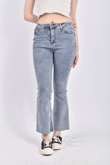 (S) 鬆緊腰棕色長褲