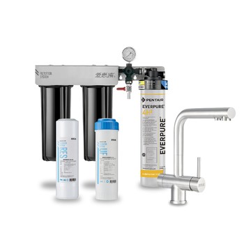 EVERPURE 櫥下型 PURVIVE Trio-4H2三道式生飲淨水器(升級三用不鏽鋼龍頭/前置樹脂+中空絲膜)