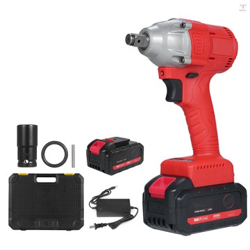 21v 無繩無刷衝擊扳手,帶 1/2 英寸卡盤 320N.m 扭矩 1980W 手持式電動扳手套件電動螺絲刀變速,帶 4