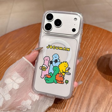 韓風恐龍聚會 適用 iPhone16Pro/15Plus/17ProMax 大孔磁吸蘋果14/13/12透明硬殼保護殼