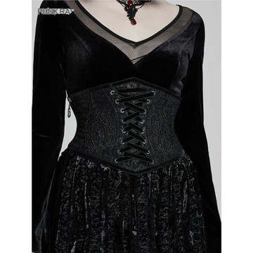 朋克哥特女收腹束腰性感黑外穿提花可調節塑身衣帥氣百搭配飾