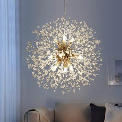 新品Dandelion Firework Crystal Sputnik Chandelier 9 Light Palacelantern Pendant Ceiling Light Fixture for Bedroom Dining 
