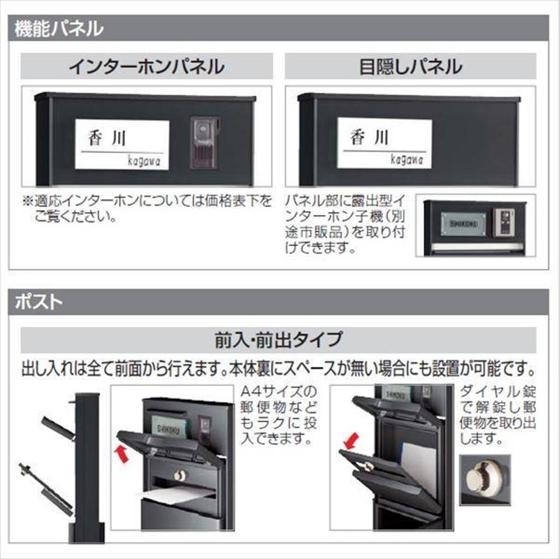 四国化成 ソネット門柱1型 宅配ボックス無 独立式 インターホンパネル