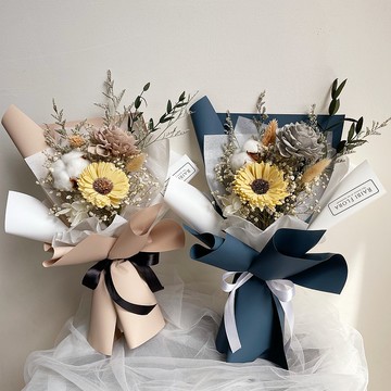 巴塞隆納的漫步/畢業花束/向日葵/滿天星乾燥花/木棉花乾燥花