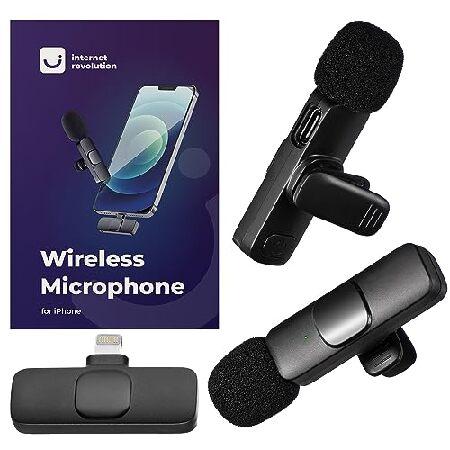 Internet Revolution Wireless Microphone for iPhone Studio-Quality Mic for Vlogging, Podcasting, and More Bluetooth Lavalier Mic Pack Mini Mics