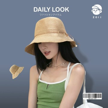 ZOII 佐壹｜高品質手工編織拉菲漁夫草帽 帽子 帽 草帽 穿搭草帽 度假草帽 拉菲草 蝴蝶結草帽 #107080