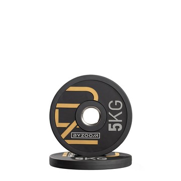 BYZOOM FITNESS 橡膠重量槓片-黑5kg（2入）