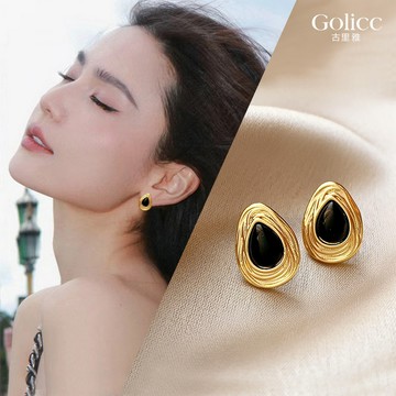 【Gulicc】古莉可 耳環  中古黑金色系輕奢耳環