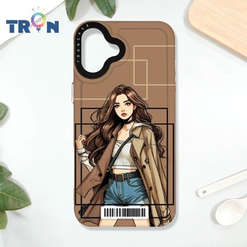 TRON iPhone 16 PLUS 雜誌風女孩 防摔太空載具殼 透白 軟硬 手機殼