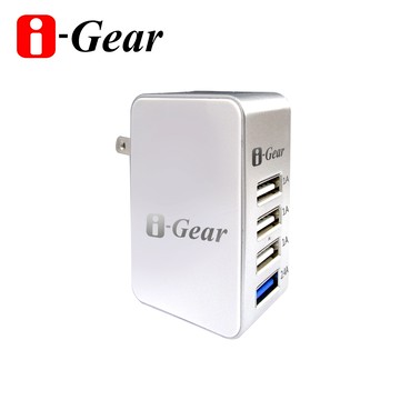 i-Gear 5.4A大電流4 port USB大電流旅充變壓器 IAU-54A - 白色