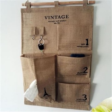 黃麻壁掛抽紙盒多層布藝置物袋墻上門后儲物袋宿舍寢室收納袋掛袋