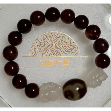 【已過爐現貨】 台灣至純天珠 隱形財神天珠 九尾狐 紫羅蘭琥珀 轉運手鍊 天珠手串 琥珀 蜜蠟 緬甸琥珀