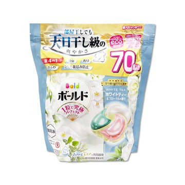 P&G 日本Bold強洗淨4合1消臭柔軟香氛洗衣凝膠球70顆/袋-白茶鈴蘭香洗衣球補充包