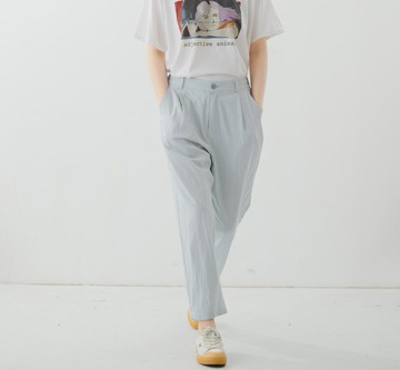 【少女水洗】美式復古/松緊腰寬松休閒褲