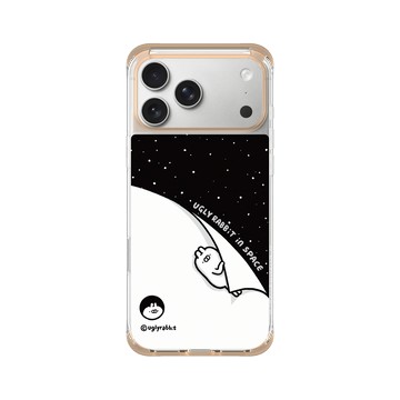 iPhone 17 Pro Max ClearX (MagSafe 兼容) 暖透橘 - Ugly Rabbit 醜白兔 - 宇宙休眠中