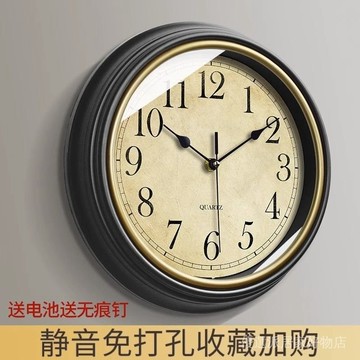 美式時鐘 掛鐘 時鐘 復古時鐘 歐式鍾錶美式掛鍾免打孔複古客廳靜音時鍾掛墻圓形大氣北歐石英鍾