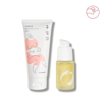 【ISUNEED 子有你】產後無痕修復組（妊娠撫紋霜150ml＋哺育護理油30ml）