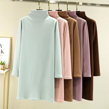 秋冬德絨內搭高領加厚長袖連衣裙