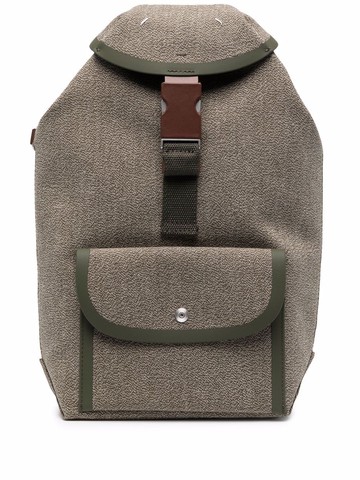 Maison Margiela - four-stitch cotton backpack - men - Cotton/Calf Leather/PVC/Polyester/Polyester - One Size - Green