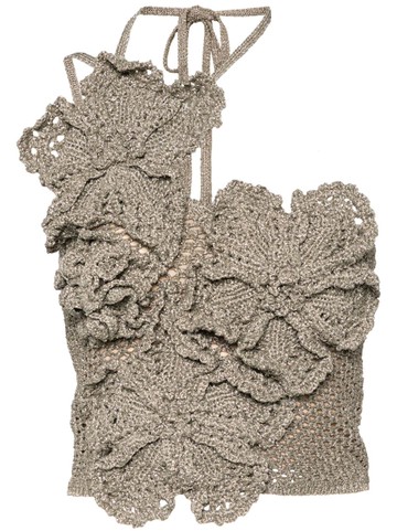 Cult Gaia - Nazanin asymmetric crochet top - women - Lyocell/Polyester - S - Metallic