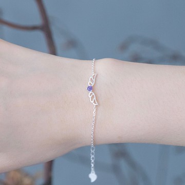 丹泉石坦桑石925純銀天使翅膀手鍊