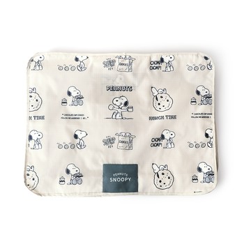 SNOOPY Peanuts史努比可折旅行收納包 L Size 點心時刻-Snoopy摺疊行李收納袋 出國必備衣物收納袋