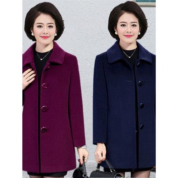 中老年毛呢外套女秋冬媽媽裝春秋中年羊毛呢子大衣中款上衣洋氣