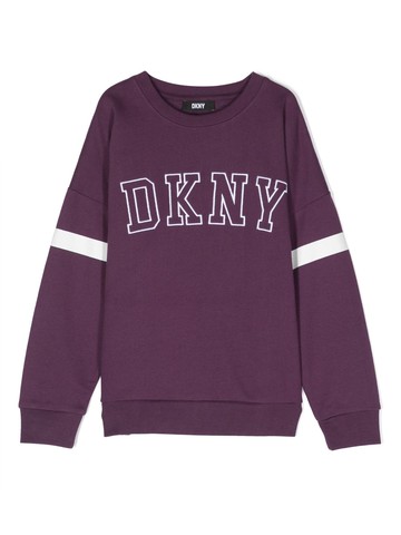 Dkny Kids - logo-patch sweatshirt - kids - Cotton/Elastane - 10 yrs - Purple