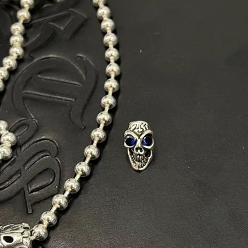 小寶s925純銀獨特克萊因藍鋯石骷髏吊墜女僅吊墜項墜項鏈掛墜銀飾
