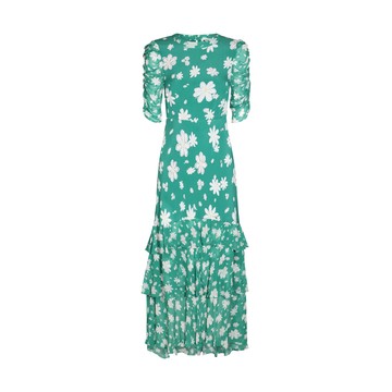 Rixo - Green Daisy Dream Evelyn Viscose Long Dress